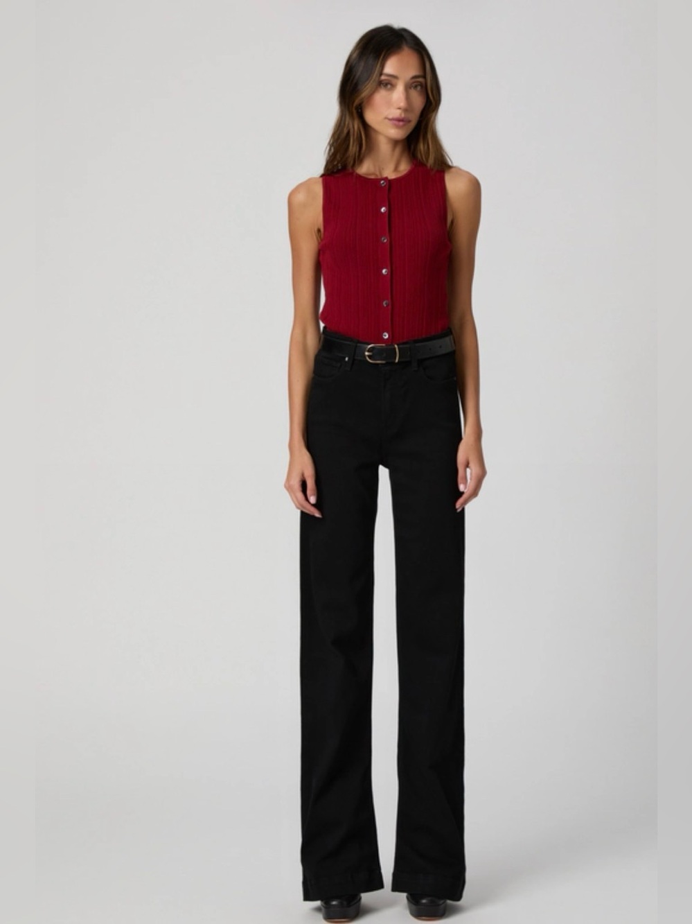 PAIGE Leenah Black Wide-Leg Jeans